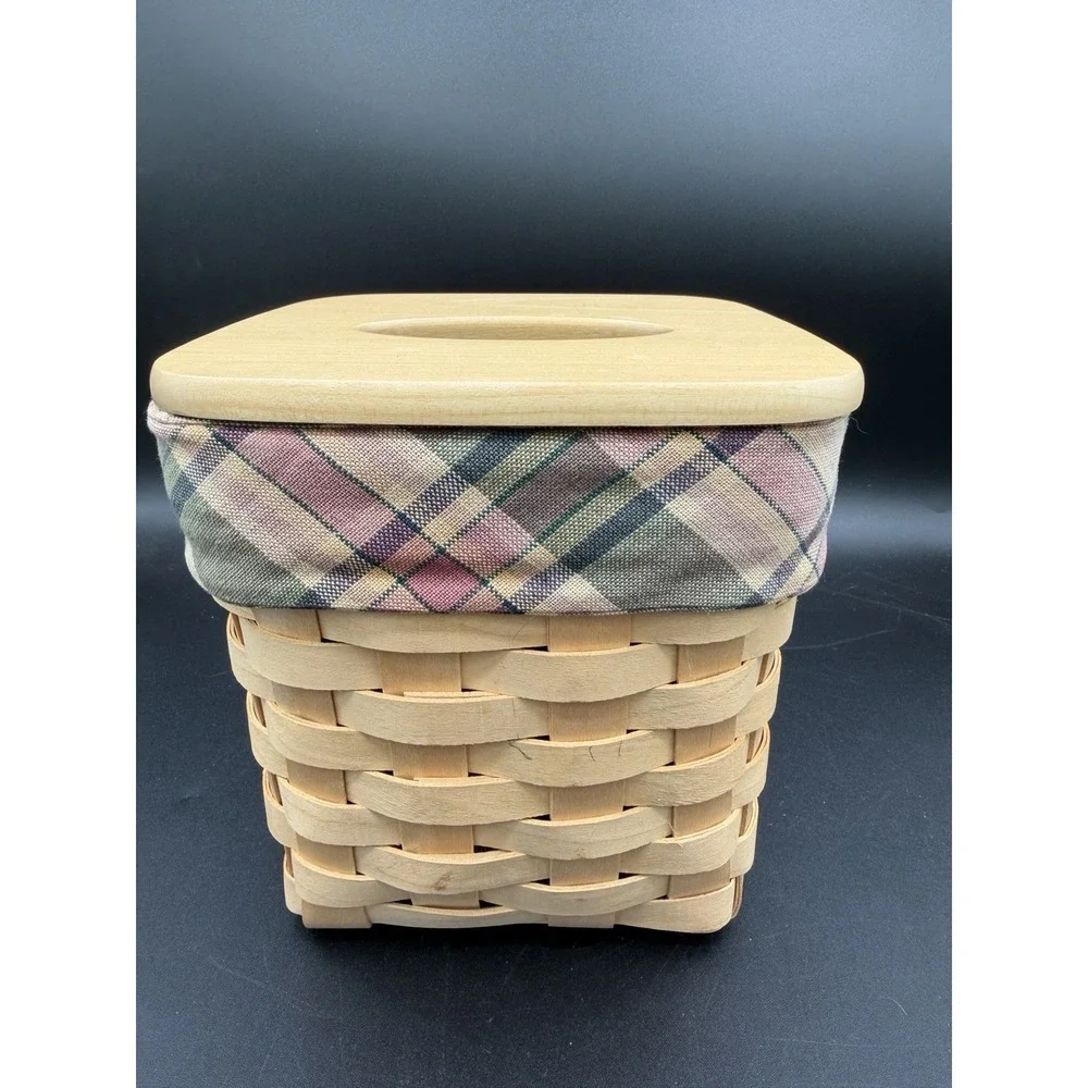 🧺✨ Longaberger 2001 Tall Tissue Basket – Made By Me – w/ Lid & Liner ✨🧺